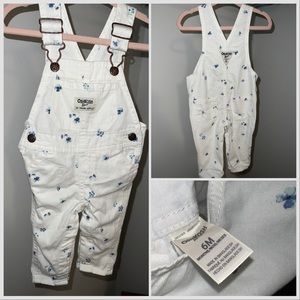 EUC! OshKosh 6m girls white overalls